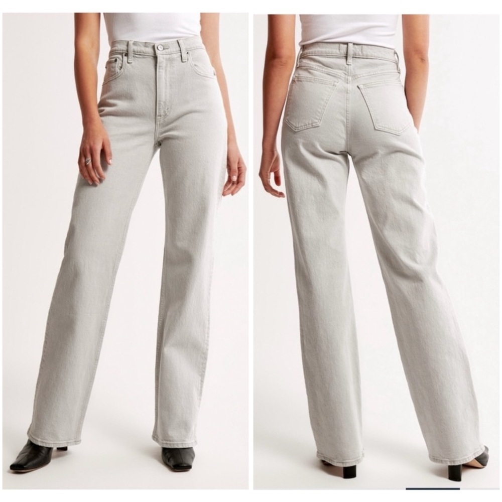 Abercrombie & Fitch High Rise  90’s Relaxed Jean in Icy Grey Size 28